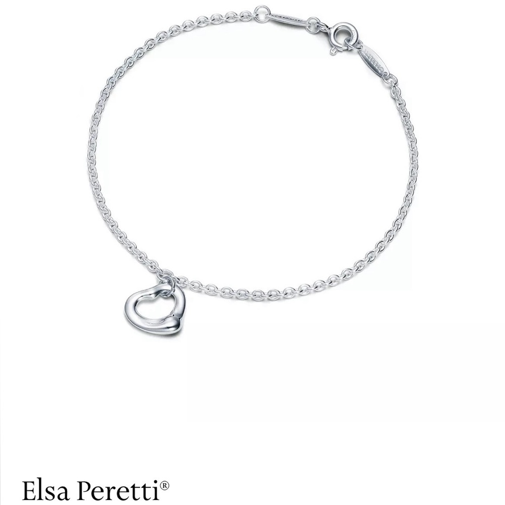 Tiffany & Co. Elsa Peretti Open Heart Silver Bracelet (6.5” long)